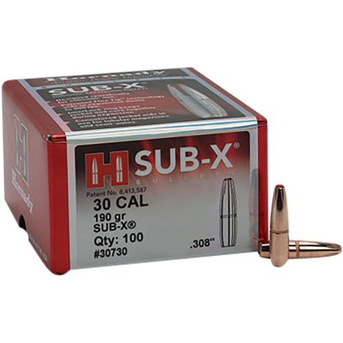 Hornady 30730 Sub-X  30 Cal .308 190 gr Subsonic eXpanding 100 Per Box/ 15 Case                                                                                                                         