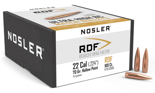 Nosler 53066 RDF Match 22Cal 70gr Hollow Point Boat Tail 100/Box                                                                                                                                        