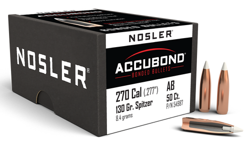 Nosler 54987 AccuBond  270Win 130gr Spitzer Point 50/Box                                                                                                                                                