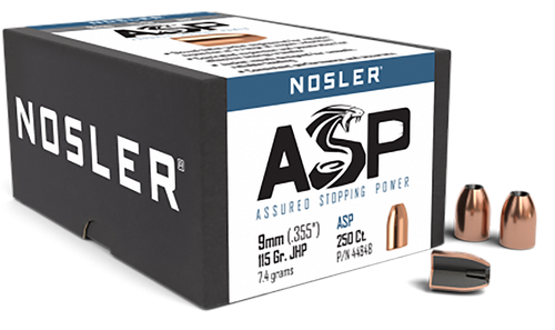 Nosler 44848 Assured Stopping Power  9mm 115gr Jacketed Hollow Point 250/Box                                                                                                                            