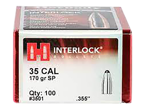 Hornady 3501 InterLock  35 Cal .355 170 gr Spire Point 100 Per Box/ 15 Case                                                                                                                             
