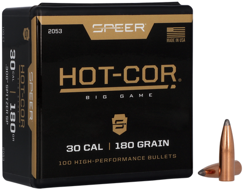 Speer 2053 Hot-Cor  30Cal 180gr Spitzer Soft Point 100 Per Box/5 Case                                                                                                                                   