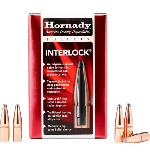 Hornady 3072 InterLock  30 Cal .308 180 gr Boat Tail Spire Point 100 Per Box/ 15 Case                                                                                                                   