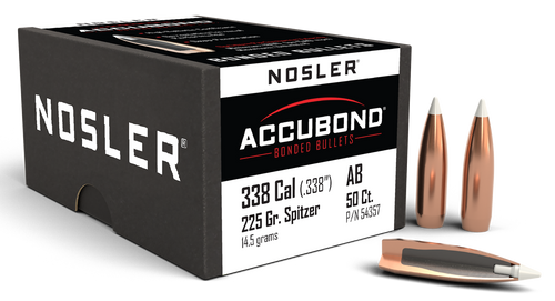Nosler 54357 AccuBond  338Cal 225gr Spitzer Point 50/Box                                                                                                                                                