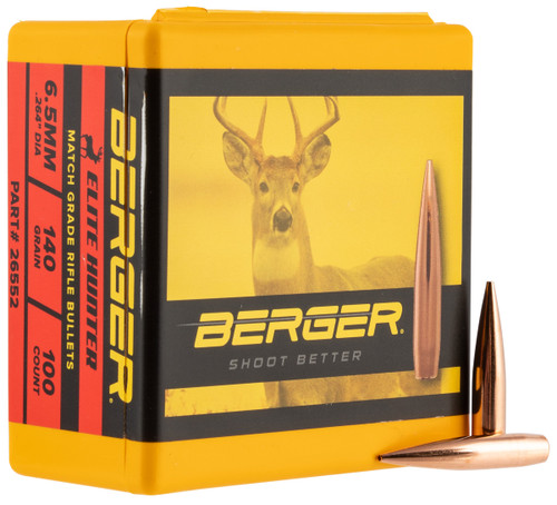 Berger Bullets 26552 Elite Hunter Match Grade 6.5mm 140gr Boat Tail 100/Box                                                                                                                             