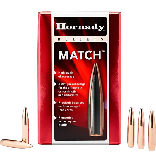 Hornady 30733 Match  30 Cal .308 208 gr Hollow Point Boat Tail Match 100 Per Box/ 15 Case                                                                                                               