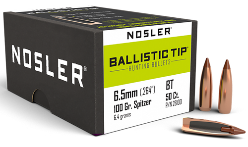 Nosler 26100 Ballistic Tip  6.5Creedmoor 100gr Spitzer 50/Box                                                                                                                                           
