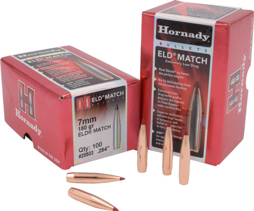 Hornady 28503 ELD Match  7mm .284 180 gr Extremely Low Drag Match 100 Per Box/ 15 Case                                                                                                                  