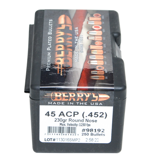 Berry's 98192 Superior Pistol 45Cal 230gr Round Nose 250/Box                                                                                                                                            