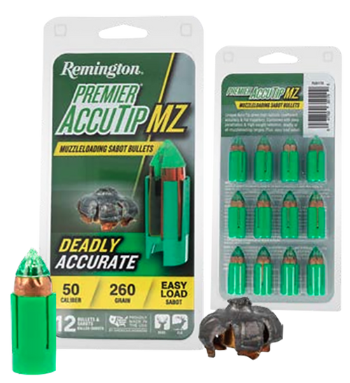 Remington Ammunition R20179 Premier AccuTip  50Cal 260gr Sabot Slug 12 Per Box/12 Case                                                                                                                  