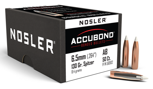 Nosler 56902 AccuBond  6.5Creedmoor 130gr Spitzer Point 50/Box                                                                                                                                          
