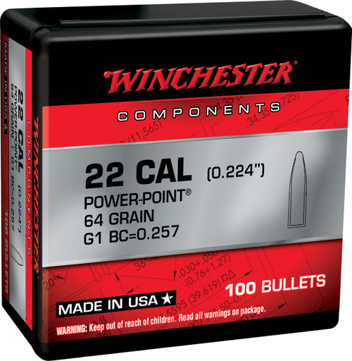 Winchester Ammo WB223PP64X Centerfire Rifle  223Rem 64gr Power Point 100 Per Box/10 Case                                                                                                                