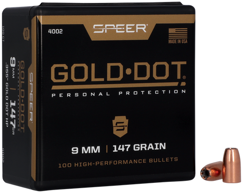 Speer 4002 Gold Dot Personal Protection 9mm 147gr Hollow Point 100 Per Box/5 Case                                                                                                                       