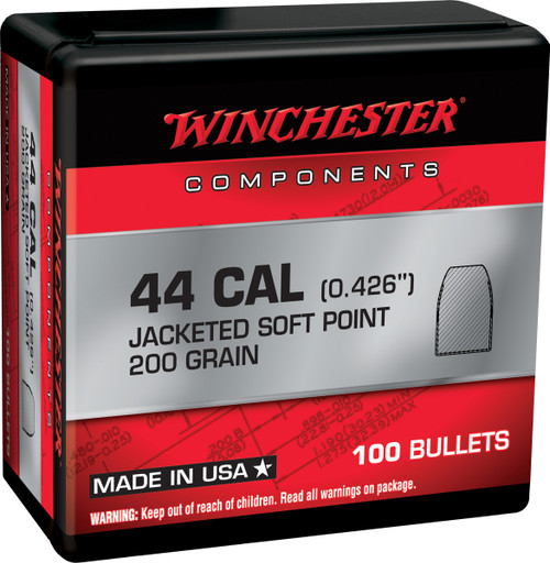 Winchester Ammo WB44SP200X Centerfire Handgun Reloading 44RemMag 200gr Soft Point 100 Per Box/10 Case                                                                                                   
