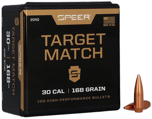 Speer 2040 Rifle Plinking Target Match .308 168 gr Open Tip Match Boat Tail 100 Per Box/ 5 Case                                                                                                         