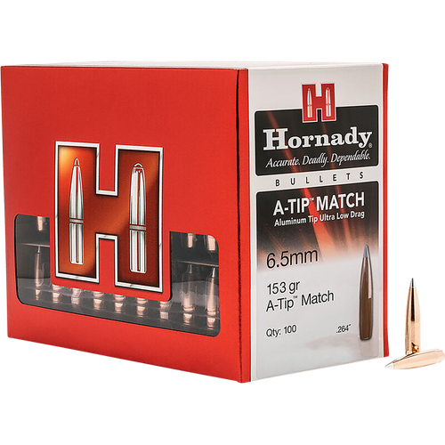 Hornady 2638 A-Tip Match 6.5 Creedmoor .264 153 gr A Tip Match 100 Per Box/ 10 Case                                                                                                                     