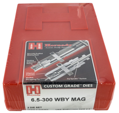 Hornady 546283 Custom Grade Series IV 2 Die Set for 6.5 300 Wthby Mag Includes Sizing Seater                                                                                                            
