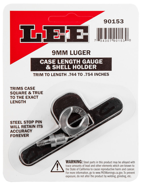 Lee Precision 90153 Case Length Gauge  9mm Luger Steel Works With Cutter/Lock Stud Includes Shell Holder                                                                                                