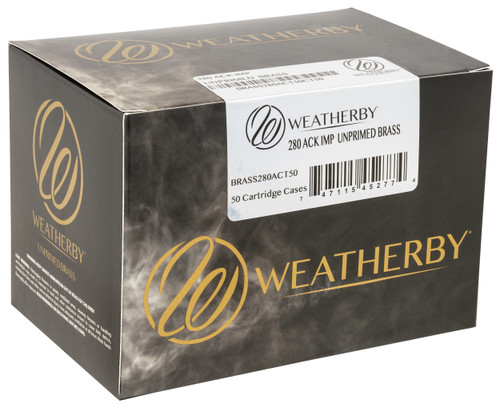 Weatherby BRASS280ACT50 Unprimed Cases  280ACKLEY Rifle Brass 50/Box                                                                                                                                    