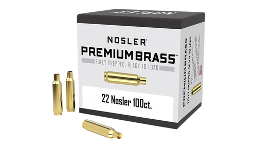 Nosler 10067 Premium Brass Unprimed Cases 22Nosler Rifle Brass 100/Box                                                                                                                                  