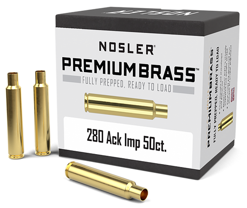 Nosler 10175 Premium Brass Unprimed Cases 280AckleyImproved Rifle Brass 50/Box                                                                                                                          