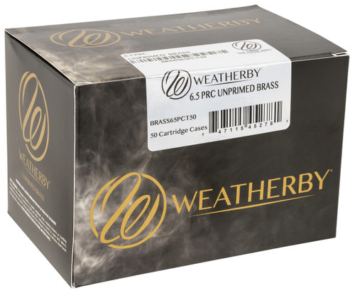 Weatherby BRASS65PCT50 Unprimed Cases  6.5PRC Rifle Brass 50/Box                                                                                                                                        