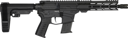CMMG 57A340FAB Banshee MK57 5.7x28mm 20+1 8" Black Nitride Medium Taper Threaded Barrel, EML 7" M-LOK Handguards, Black Armor Cerakote Aluminum Picatinny Rail Receiver, CMMG Zeroed Grips              