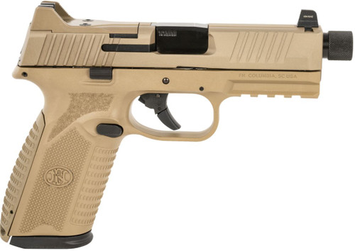 FN 66101376 510 Tactical Full Size Frame 10mm Auto 22+1, 4.71" Black Target Crown Steel Barrel, Flat Dark Earth PVD Optic Cut/Serrated Steel Slide & Polymer Frame w/Picatinny Rail, Ambidextrous       