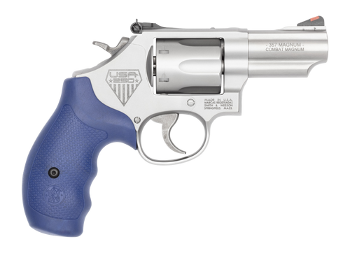 Smith & Wesson 14958 Model 66 Combat Magnum America's 250th Limited Edition K-Frame 38 Special +P/357 Mag 6rd Shot 2.75" Engraved Stainless Steel Frame w/USA 250, Blue Textured Grip, No Safety        