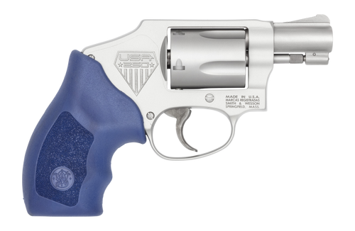 Smith & Wesson 14925 Model 642 America's 250th J-Frame 5rd Shot 1.88" Aluminum Frame w/Laser Engraved Side Plate, Red Thumb Piece, Blue Boot Grip, No Manual Safety                                     