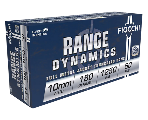 Fiocchi 10AP Range Dynamics  10mmAuto 180gr Full Metal Jacket Truncated Cone 50 Per Box/10 Case                                                                                                         
