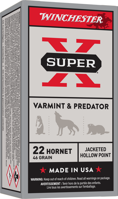 Winchester Ammo X22H2 Super X  22Hornet 46gr Jacketed Hollow Point 50 Per Box/10 Case                                                                                                                   
