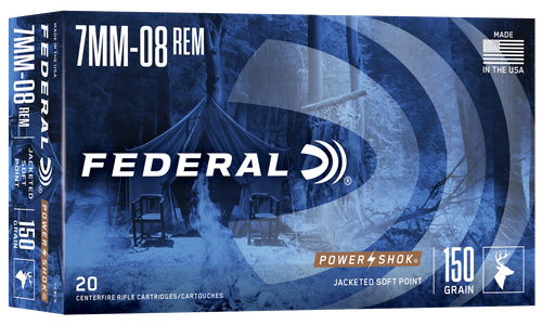 Federal 708CS Power-Shok  7mm-08Rem 150gr Jacketed Soft Point 20 Per Box/10 Case                                                                                                                        