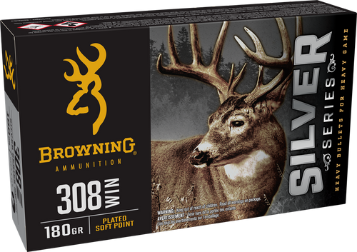 Browning Ammo B192603081  Silver 308Win 180gr Plated Soft Point 20 Per Box/10 Case                                                                                                                      