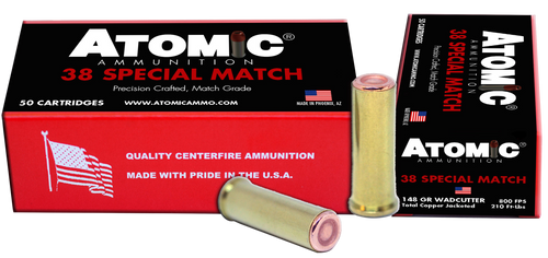 Atomic Ammunition 00449 Match Precision Craft 38Special 148gr Hollow Base Wadcutter 50 Per Box/10 Case                                                                                                  