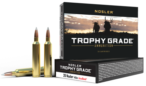 Nosler 60014 Trophy Grade  26Nosler 140gr Nosler AccuBond 20 Per Box/10 Case                                                                                                                            