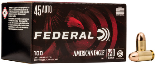 Federal AE45A100 American Eagle Handgun 45ACP 230gr Full Metal Jacket 100 Per Box/5 Case                                                                                                                