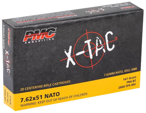 PMC 762X X-Tac  7.62x51mmNATO 147gr Full Metal Jacket Boat Tail 20 Per Box/25 Case                                                                                                                      