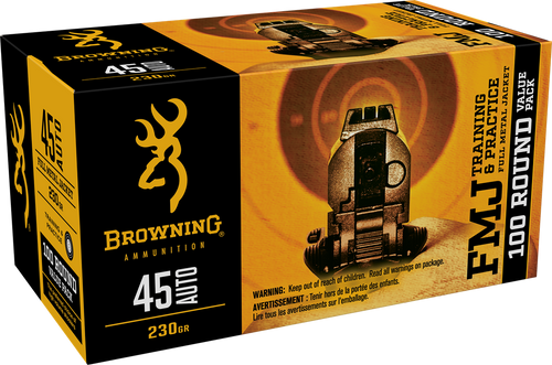 Browning Ammo B191800454 FMJ Value Pack 45ACP 230gr Full Metal Jacket 100 Per Box/5 Case                                                                                                                