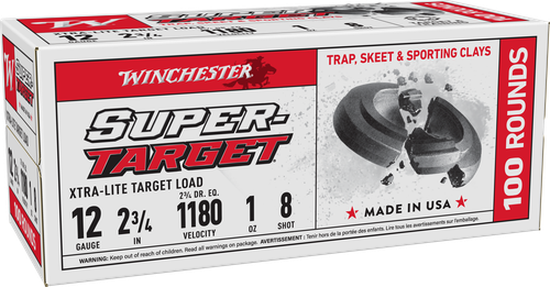 Winchester Ammo TRGTL128VP Super-Target Xtra-Lite 12Gauge 2.75" 1oz 8Shot 100 rd Box                                                                                                                    