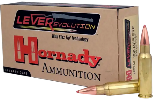 Hornady 82240 LEVERevolution  338MarlinExpress 200gr Flex Tip eXpanding 20 Per Box/10 Case                                                                                                              