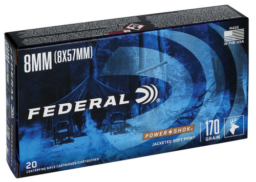 Federal 8A Power-Shok  8mmMauser 170gr Jacketed Soft Point 20 Per Box/10 Case                                                                                                                           