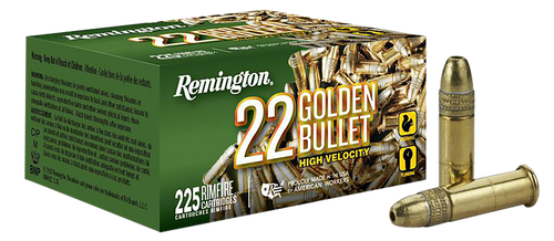Remington Ammunition 21229 Golden Bullet Rimfire 22LR 36gr Plated Hollow Point 225 Per Box/10 Case                                                                                                      