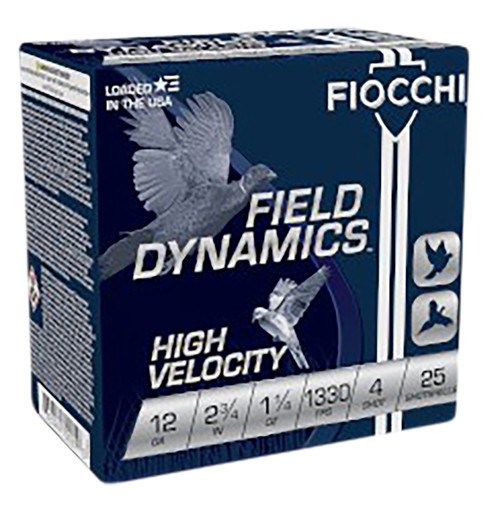 Fiocchi 12HV4 Field Dynamics High Velocity 12Gauge 2.75" 1 1/4oz 4Shot 25 Per Box/10 Case                                                                                                               