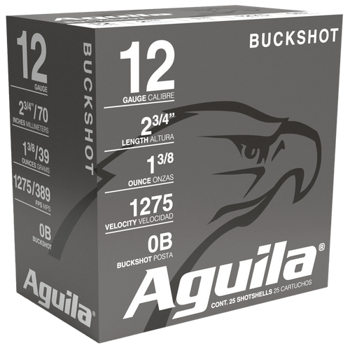 Aguila 1C1200BA Buckshot  12Gauge 2.75" 1 3/8oz 0Buck Shot 25 Per Box/10 Case                                                                                                                           