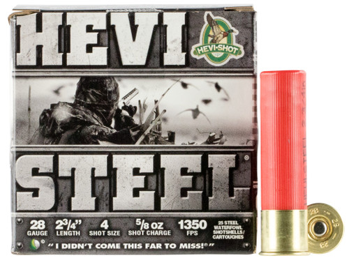 HEVI-Shot HS62804 HEVI-Steel  28Gauge 2.75" 5/8oz 4Shot 25 Per Box/10 Case                                                                                                                              