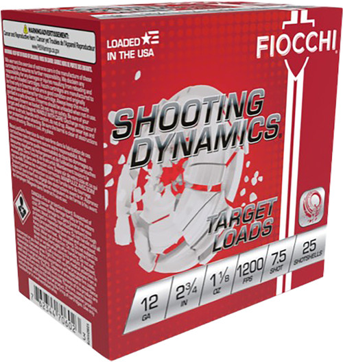 Fiocchi 12SD18H7 Shooting Dynamics Target 12Gauge 2.75" 1 1/8oz 7.5Shot 25 Per Box/10 Case                                                                                                              