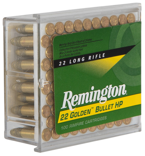 Remington Ammunition 21278 Golden Bullet Rimfire 22LR 36gr Plated Hollow Point 100 Per Box/50 Case                                                                                                      