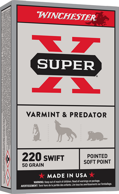 Winchester Ammo X220S Super X  220Swift 50gr Jacketed Soft Point 20 Per Box/10 Case                                                                                                                     