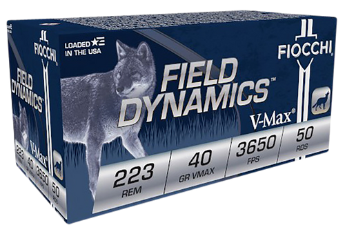 Fiocchi 223HVB50 Field Dynamics  223Rem 40gr Hornady V Max 50 Per Box/20 Case                                                                                                                           